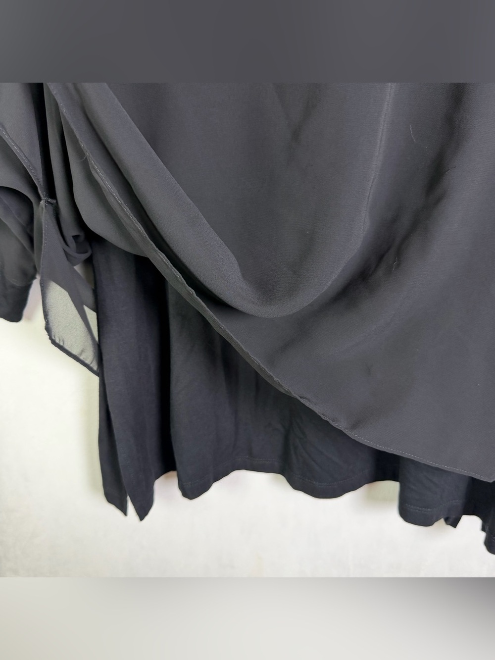 NVELOP Women XL Black Chiffon Overlay Layered Blouse Batwing Dolman Top Made USA - Picture 5 of 8